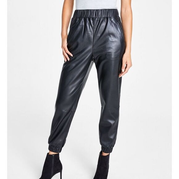NWT INC Faux Leather Jogger Pants Black Small - Picture 6 of 13